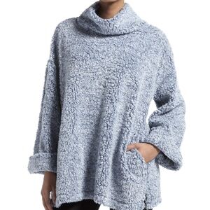 Kendal + Kylie Blue Marled Cowl neck sweater